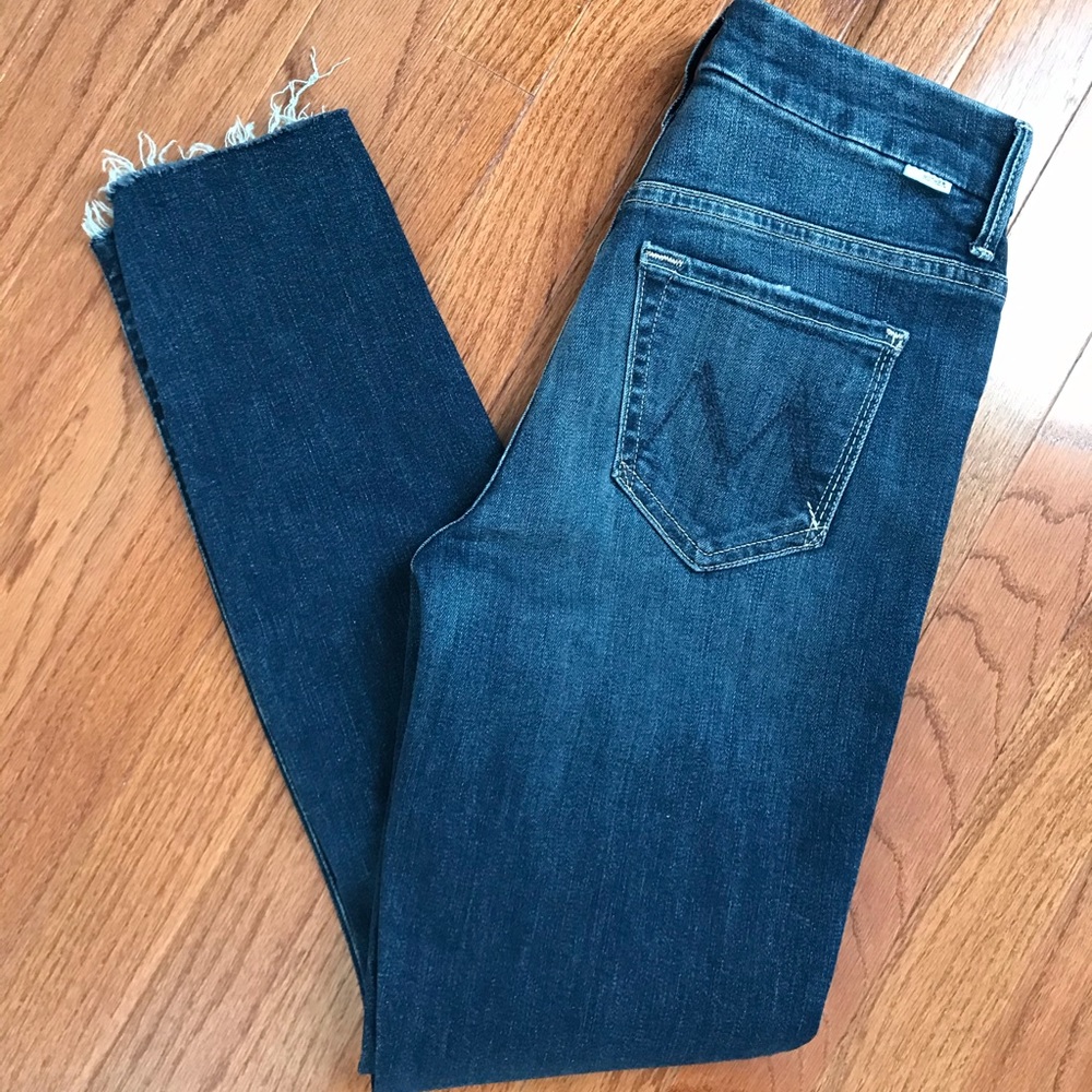 Mother High Waisted Looker Ankle Frayed Jeans 25